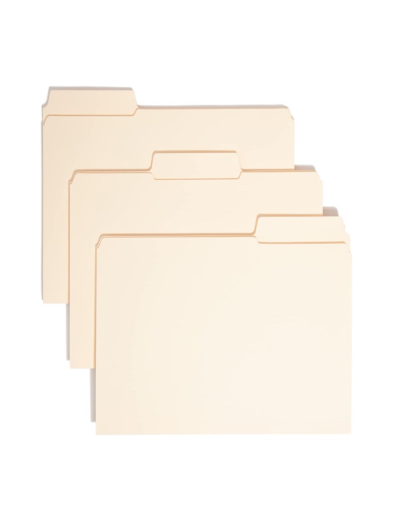 Smead SuperTab File Folder, Oversized Reinforced 1/3-Cut Tab, Guide Height, Letter Size, Manila, 100 Per Box (10395) - Image 1